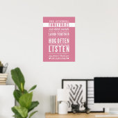CUSTOM FAMILY RULES moderne typografie roos roze Poster (Thuiskantoor)