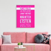 CUSTOM FAMILY RULES moderne typografie vet roze Canvas Afdruk (Insitu (Woonkamer))