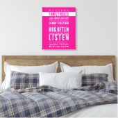 CUSTOM FAMILY RULES moderne typografie vet roze Canvas Afdruk (Insitu (Slaapkamer))