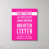 CUSTOM FAMILY RULES moderne typografie vet roze Canvas Afdruk (Voorkant)