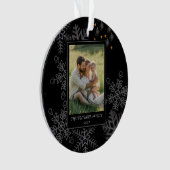 Custom FAMILY Script One Photo Keepsake Ceramic Ba Ornament (voorkant)