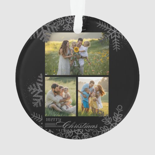 Custom FAMILY Script One Photo Keepsake Ceramic Ba Ornament (achterkant)