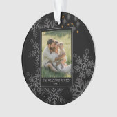 Custom FAMILY Script One Photo Keepsake Ceramic Ba Ornament (voorkant)