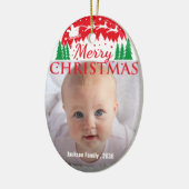 Custom FAMILY Script One Photo Keepsake Keramisch Ornament (Links)