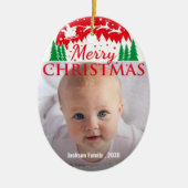 Custom FAMILY Script One Photo Keepsake Keramisch Ornament (Voorkant)