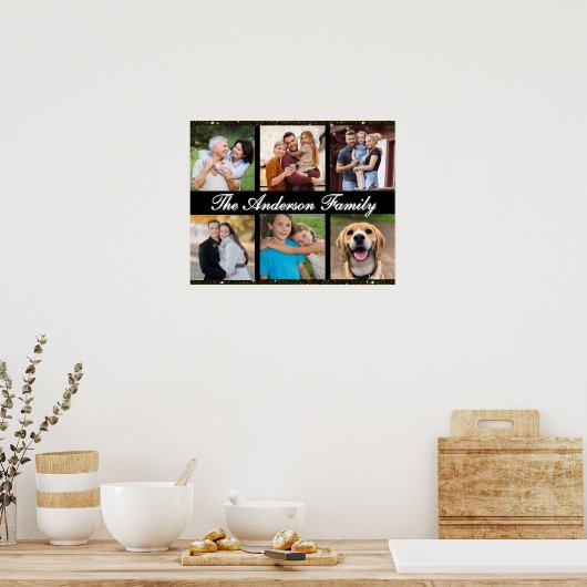 Custom Family Six Photo Collage Poster (Keuken)