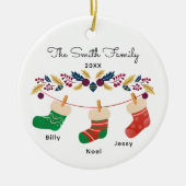 Custom Family Stocking Kerstmis met namen Keramisch Ornament (Voorkant)