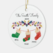 Custom Family Stocking Kerstmis met namen Keramisch Ornament (Links)
