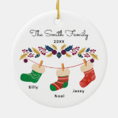 Custom Family Stocking Kerstmis met namen Keramisch Ornament (Achterkant)