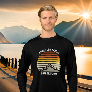 Custom Family Trip Mountain Sunset Lange Mouw Tri-Blend Shirt
