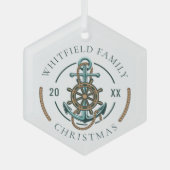 Custom Family Vacation Nautical Beach House Glas Ornament (Voorkant)