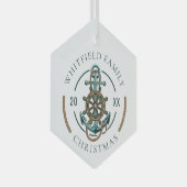 Custom Family Vacation Nautical Beach House Glas Ornament (Voorkant Rechts)