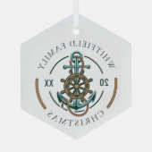 Custom Family Vacation Nautical Beach House Glas Ornament (Achterkant)
