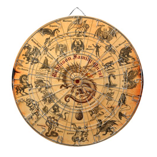 Custom Fantasy  Family Crest Gift Dartbord (Voorkant)