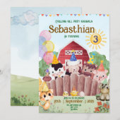 Custom Farm Animals Birthday Party Invitation Save The Date (Voorkant / Achterkant)