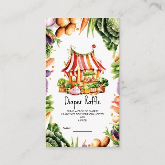 Custom Farmer's Market Baby shower Informatiekaartje (Voorkant)