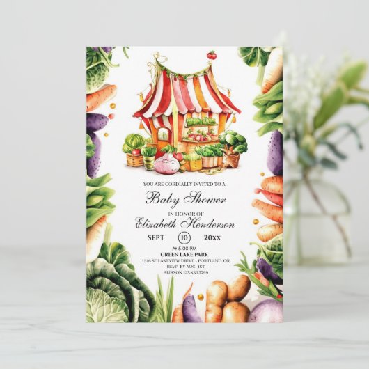 Custom Farmer's Market Baby shower Kaart (Staand voorkant)