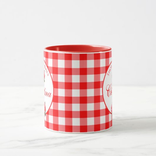 Custom Farmhouse Country Red Gingham Combo Mok (Midden)