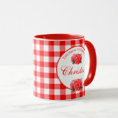 Custom Farmhouse Country Red Gingham Combo Mok (Voorkant rechts)