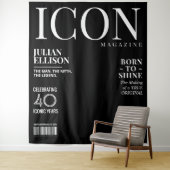 Custom Fashion Magazine Banner Decor, Black Party Wandkleed (In situ)