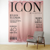 Custom Fashion Magazine Banner, Rose Gold Party Wandkleed (In situ)