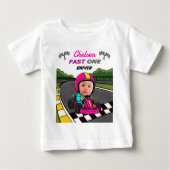 Custom Fast One Pink Race Car Driver Verjaardag (Voorkant)