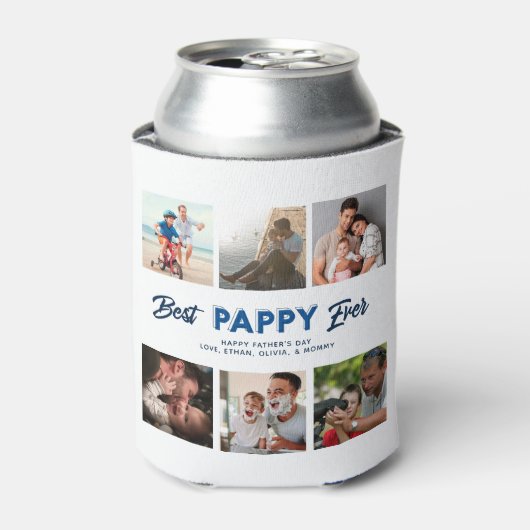 Custom Father's Day Photo Collage Best Pappy Ever Blikjeskoeler (Blikje Voorkant)