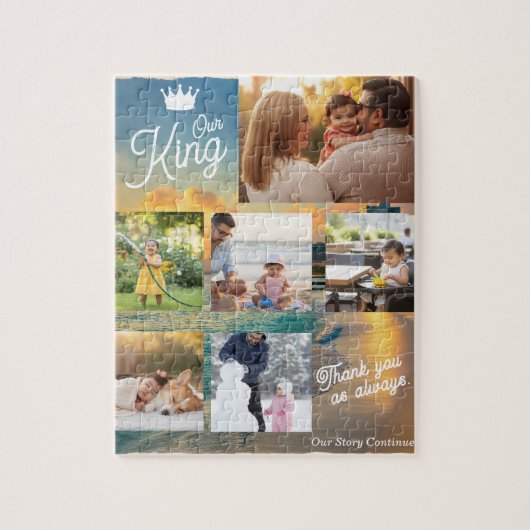 Custom Father's Day Photo Collage | Our King Legpuzzel (Verticaal)