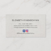 Custom Faux Folie Goud Logo Elegant Linnen Visitekaartje (Achterkant)