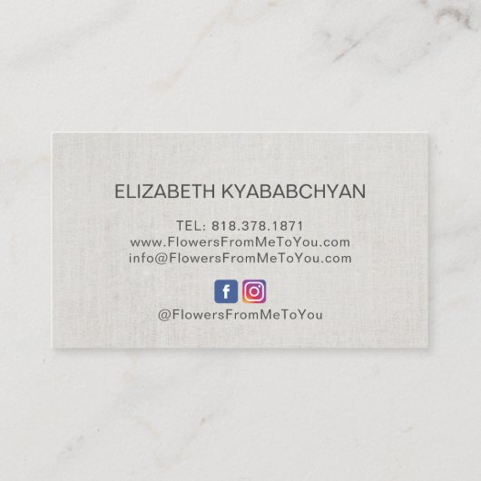 Custom Faux Folie Goud Logo Elegant Linnen Visitekaartje (Achterkant)