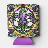 Custom Faux Glas in lood Mardi Gras Floral Blikjeskoeler (Achterkant)