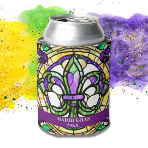 Custom Faux Glas in lood Mardi Gras Floral Blikjeskoeler