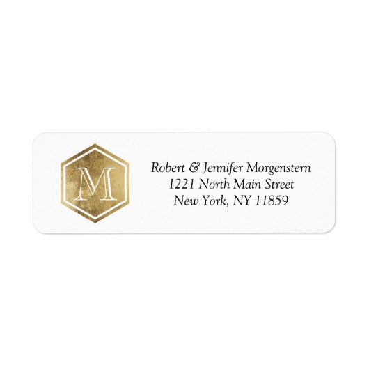 Custom Faux Gold Foil Monogram Adresetiketten Etiket (Voorkant)