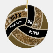 Custom Faux Gold Glitter Wit & Zwart Volleybal Keramisch Ornament (Voorkant)