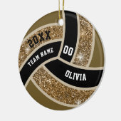 Custom Faux Gold Glitter Wit & Zwart Volleybal Keramisch Ornament (Links)