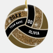 Custom Faux Gold Glitter Wit & Zwart Volleybal Keramisch Ornament (Achterkant)