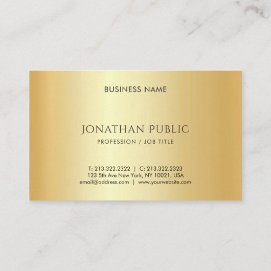Custom Faux Gold Minimalistische Sjabloon Luxe Visitekaartje (Achterkant)