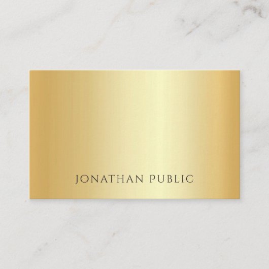 Custom Faux Gold Minimalistische Sjabloon Luxe Visitekaartje (Voorkant)
