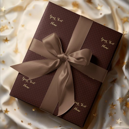 Custom Faux Gold Script Modern Bruin Check Patroon Cadeaupapier