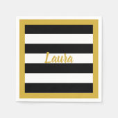 Custom Faux Gold Script op zwart-witte strepen Servet (Voorkant)