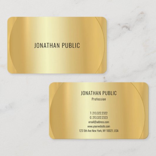 Custom Faux Gold Sjabloon Professioneel Modern Visitekaartje (Voorkant / Achterkant)