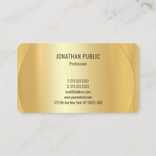 Custom Faux Gold Sjabloon Professioneel Modern Visitekaartje (Achterkant)