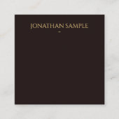 Custom Faux Gold Tekst Elegant Zwart Fluweel Moder Vierkante Visitekaartje (Voorkant)