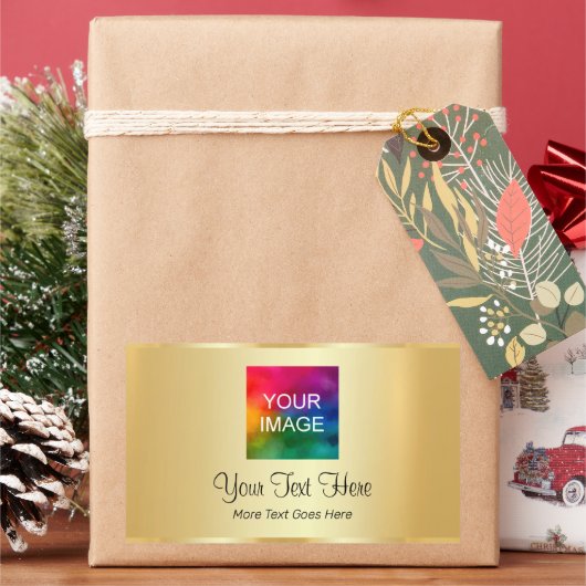 Custom Faux Gold Upload uw foto Zakelijke Logo Rechthoekige Sticker (Feestdagen)