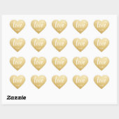 Custom Faux Goud Folie LIEFDE Script Zwart Bruilof Hart Sticker (Vel)