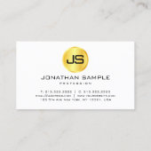 Custom Faux Goud Wit Modern Elegant Monogram Visitekaartje (Achterkant)
