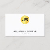 Custom Faux Goud Wit Modern Elegant Monogram Visitekaartje (Voorkant)