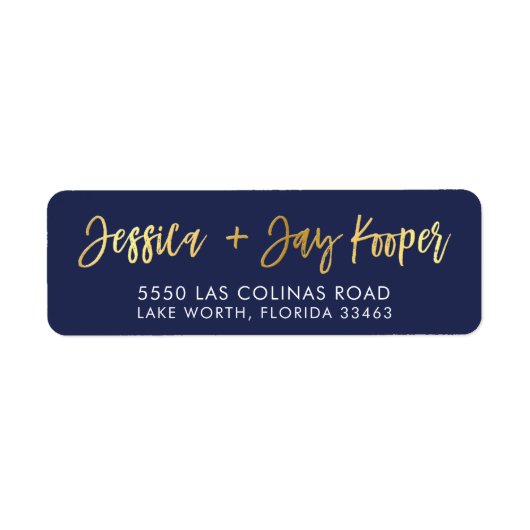 CUSTOM faux gouden folie namen navy + gold KOOPER Etiket (Voorkant)
