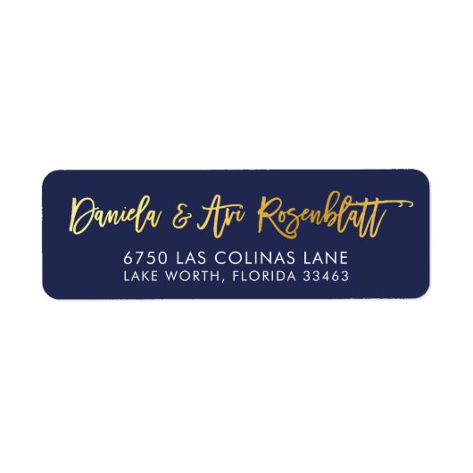 CUSTOM faux gouden folie namen navy + goud ZACHARY Etiket (Voorkant)