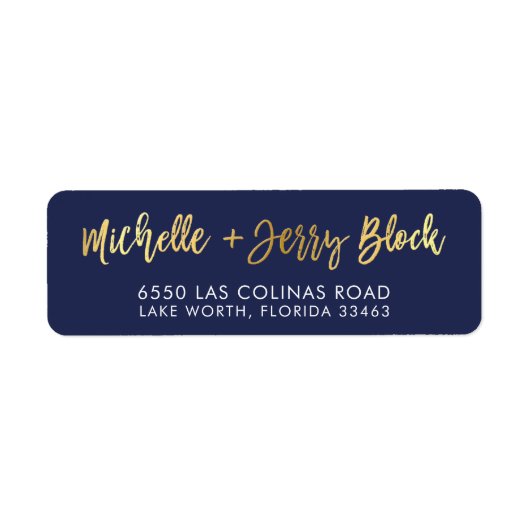 CUSTOM faux gouden folie namen navy + goudblok Etiket (Voorkant)